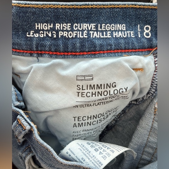 Tommy Hilfiger High Rise curve legging Denim Blue Jeans with Red TOMMY size 8 - Picture 5 of 5